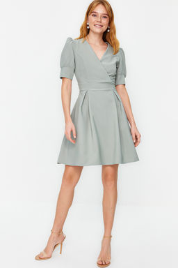 Mint Kruvaze Yaka Skater/Belden Ac?lan Mini Dokuma Elbise TWOSS20EL1639