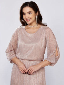 Платье Mira Fashion 5446S-Р пудра с полуоткрытыми рукавами