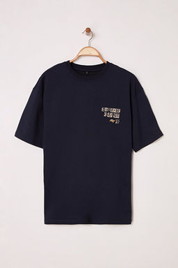 Lacivert Oversize/Geni_ Kesim Etnik Nak__l_ T-Shirt TMNSS25TS00167 - Trendyolmilla фото 2