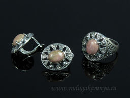 Кольцо Серьги с родонитом размер 20