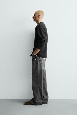 CAMISETA CUELLO PANADERO WAFFLE / Antracita oscuro - Zara фото 4