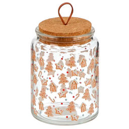 Банка 0.7 л 10х14 см с бамбуковой крышкой Печенье (500148) /DANIKS/