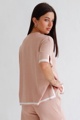 13110 Костюм летний бежевый с контрастной отделкой - Martichelli фото 2