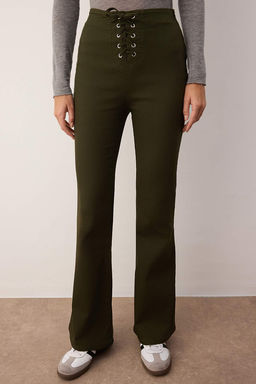 Haki Flare Kal?p Baglama Detayl? Gabardin Pantolon TWOAW26PL00064