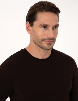 Kahverengi Regular Fit Y_n Kar___ml_ Fermuarl_ Polo Yaka Basic Triko Kazak - Cacharel фото 2