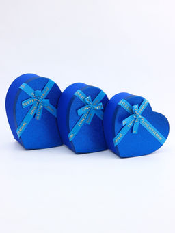 Набор подарочных коробок сердце 3 в 1, сияющий синий с бантом Любовь вечна, 31?27?13.3; 28?25?11.7; 26?23?10.3 см