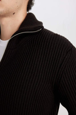 Кардиган стандартного кроя с высоким воротником - Defacto фото 6