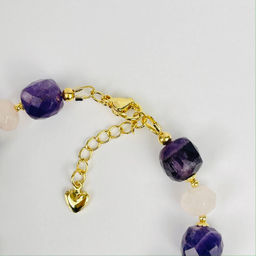 Браслет из Аметиста и Розового кварца с подвеской - Радуга самоцветов фото 4