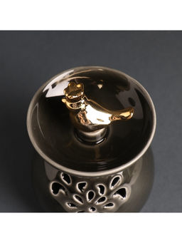 Аромалампа для эфирных масел Птичка в короне в чаше, керамика, чёрный перламутр, 9?9?13 см - Simaland фото 5