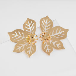Серьги металл Стиль лист, клён, цвет золото