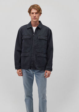 Cep Detayl? Gri Ceket - Mavi фото 2