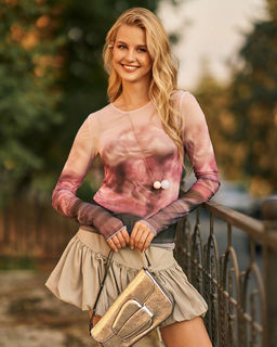 Лонгслив из сетки с принтом 457.4.14