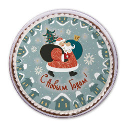 Сувенирный пряник с фотопечатью 500 гр. Дед мороз с мешком Сгущенка с грецк. ор.