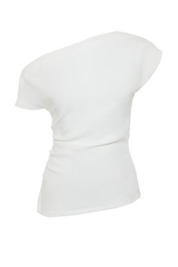 Ekru Kay?k Yaka Fitted Dokuma Bluz TWOSS24BZ00353