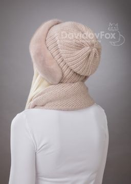 Комплект Ника норка трикотаж кизил косынка