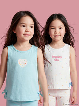 Bisiklet Yaka Bask?l? K?z ?ocuk Atlet 2li