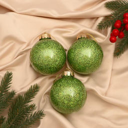 Ёлочные игрушки Фива шары новогодние, d=8 см, набор 3 шт., зелёный