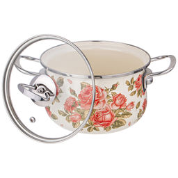 НАБОР КАСТРЮЛЬ AGNESS ЭМАЛИРОВАННЫХ СЕРИЯ КОРЕЙСКАЯ РОЗА, 6ПР. 2,0/2,8/3,6Л,18Х11/20Х12/22Х13СМ  фото 3