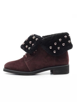 04-2265-B503M-Y1138 BROWN Ботинки женские (натуральная замша, нат.мех)