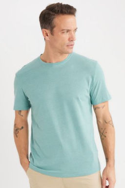 New Regular Fit Bisiklet Yaka Basic Duz K?sa Kollu Tisort