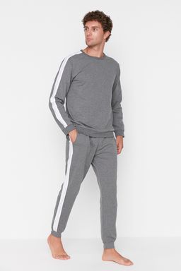 TRENDYOL MAN Lacivert Yanlar? Seritli Orme Pijama Tak?m? THMAW21PT0828
