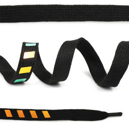 Шнурки TBY декоративные плоские 10мм 130см арт.SLFM023 черный металлик уп.10шт