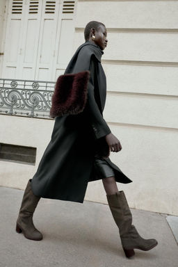 SPLIT SUEDE HEELED KNEE-HIGH BOOTS