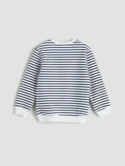 Bisiklet Yaka ?izgili Erkek ?ocuk Sweatshirt