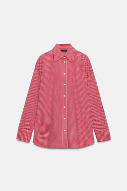 OVERSIZE CHECK POPLIN SHIRT - Zara фото 8