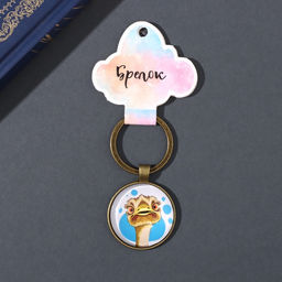 Брелок для ключей на кольце Круг. Страус, стекло, металл, d=3 см - Simaland фото 4