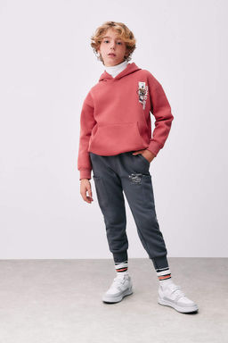 Толстый свитшот оверсайз с капюшоном для мальчика - Defacto фото 2