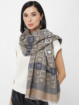 в составе ШЕРСТЬ и КАШЕМИР  Большой, мягкий, теплый двусторонний палантин с принтом. - Tantino фото 7