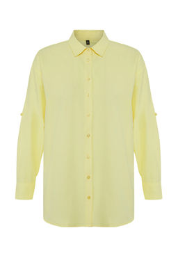 TRENDYOLMILLA Mavi Cizgili Dokuma Plaj Gomlegi TBESS22GO0664  фото 12