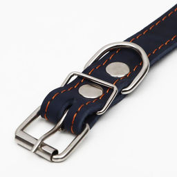 Ошейник кожаный однослойный, безразмерный, 56 х 2.5 см, ОШ 17-44 см, синий - Пижон фото 4