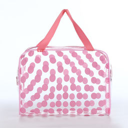 Косметичка-сумка на молнии для бассейна, с ручками, с принтом Горох, розовая - Simaland фото 2