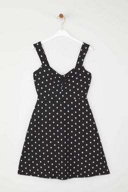 Bordo Ask?l? Puantiye Bask?l? Etegi F?rf?rl? Fitilli Esnek Mini Orme Elbise TWOSS25EL00379 - Trendyolmilla фото 10