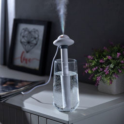 Увлажнитель воздуха «НЛО» HM-21, ультразвуковой, погружной, с подсветкой, USB, белый