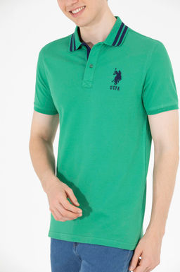 Мужская зеленая футболка с воротником поло Basic - U.s. polo assn фото 6