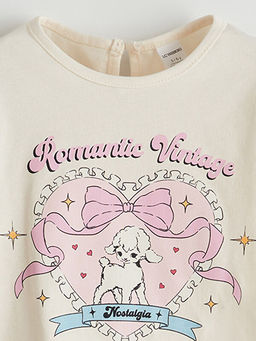 Bisiklet Yaka Bask?l? K?z ?ocuk Ti??rt