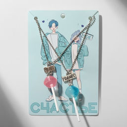 Кулоны парные «Неразлучники. Леденцы», L=40.5 см, набор 2 шт. синие, розовый