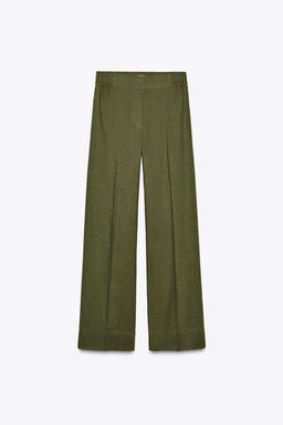 WIDE-LEG LINEN-BLEND TROUSERS - Zara фото 4