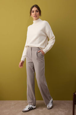 Vizon Cizgili Biye Detayl? Wide Leg/Genis Paca Pantolon TWOAW26PL00044