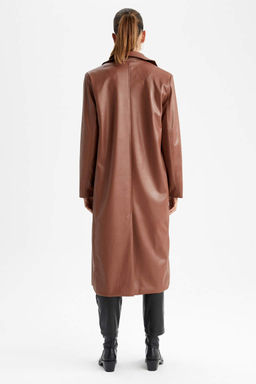 Водоотталкивающий плащ из искусственной кожи - Defacto фото 8