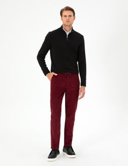 Bordo Carrot Fit Kanvas Pantolon