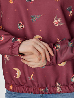 Теплый свитшот женский Mark Formelle x Ольга Бузова бордовый фото 5