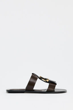 DOUBLE-STRAP FLAT SANDALS WITH BUCKLE - Zara фото 4