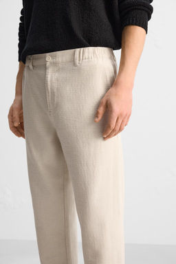 TEXTURED COTTON - LINEN TROUSERS - Zara фото 5