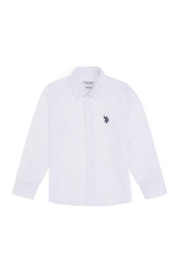 Белая базовая рубашка с длинным рукавом для мальчика - U.s. polo assn фото 2