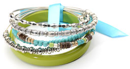 Браслет (кольца) PR3344 бирюза/салатовый - Mini maxi фото 2