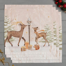 Салфетки сервировочные на стол «Этель» Christmas snowman, 40×40 см - 4 шт., саржа